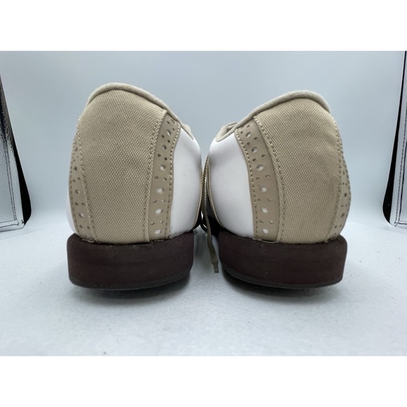 FOOTJOY GreenJoys Womens‎ White Leather Khaki Trim Golf Shoes Size 7.5 M - Picture 9 of 10